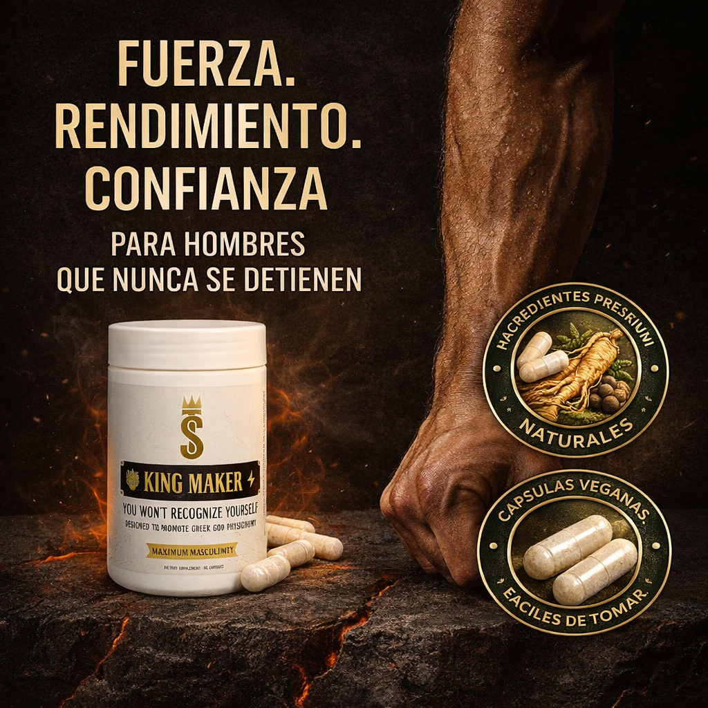 King Maker x 120 cápsulas – Tu poder masculino activado 👑